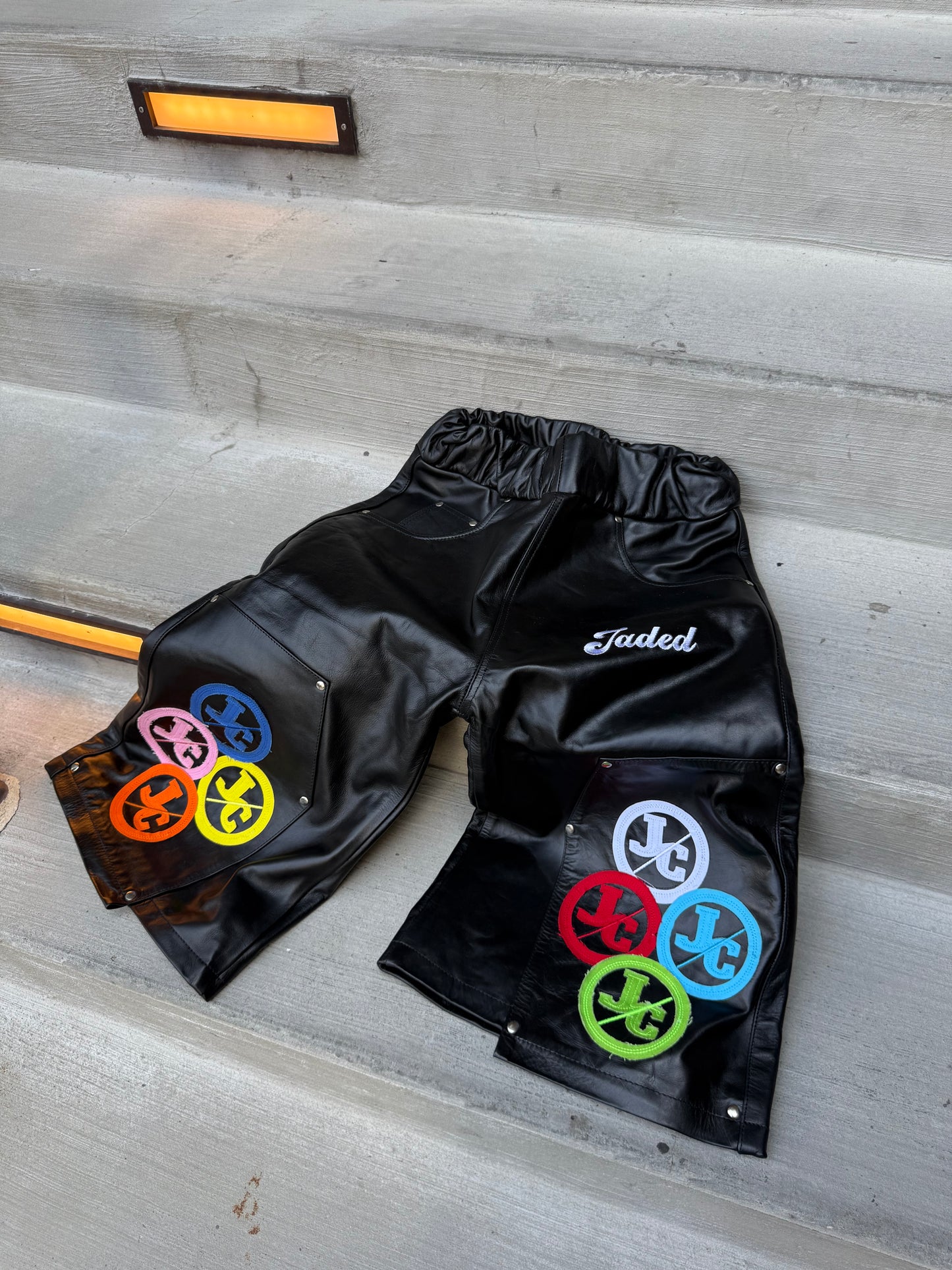 JADED OBSEDIAN LEATHER JORTS