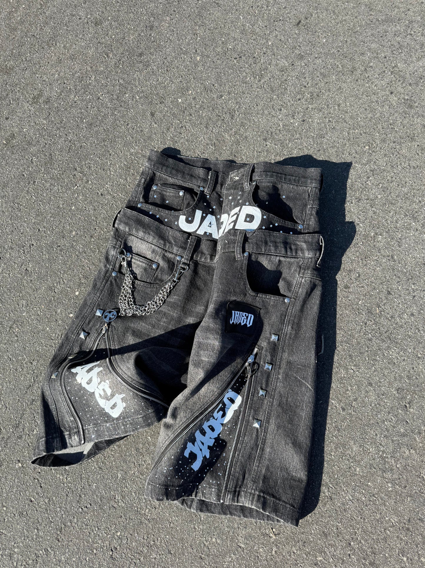 DOUBLE WAIST JADED JORTS