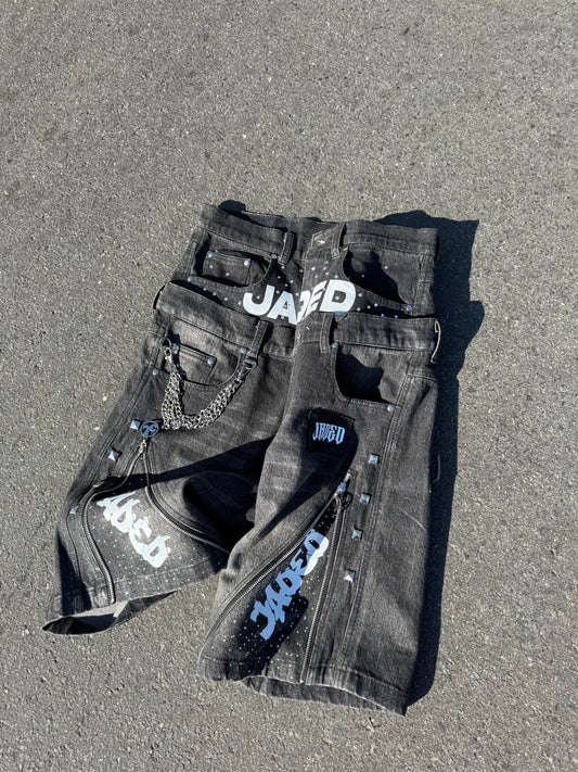 DOUBLE WAIST JADED JORTS