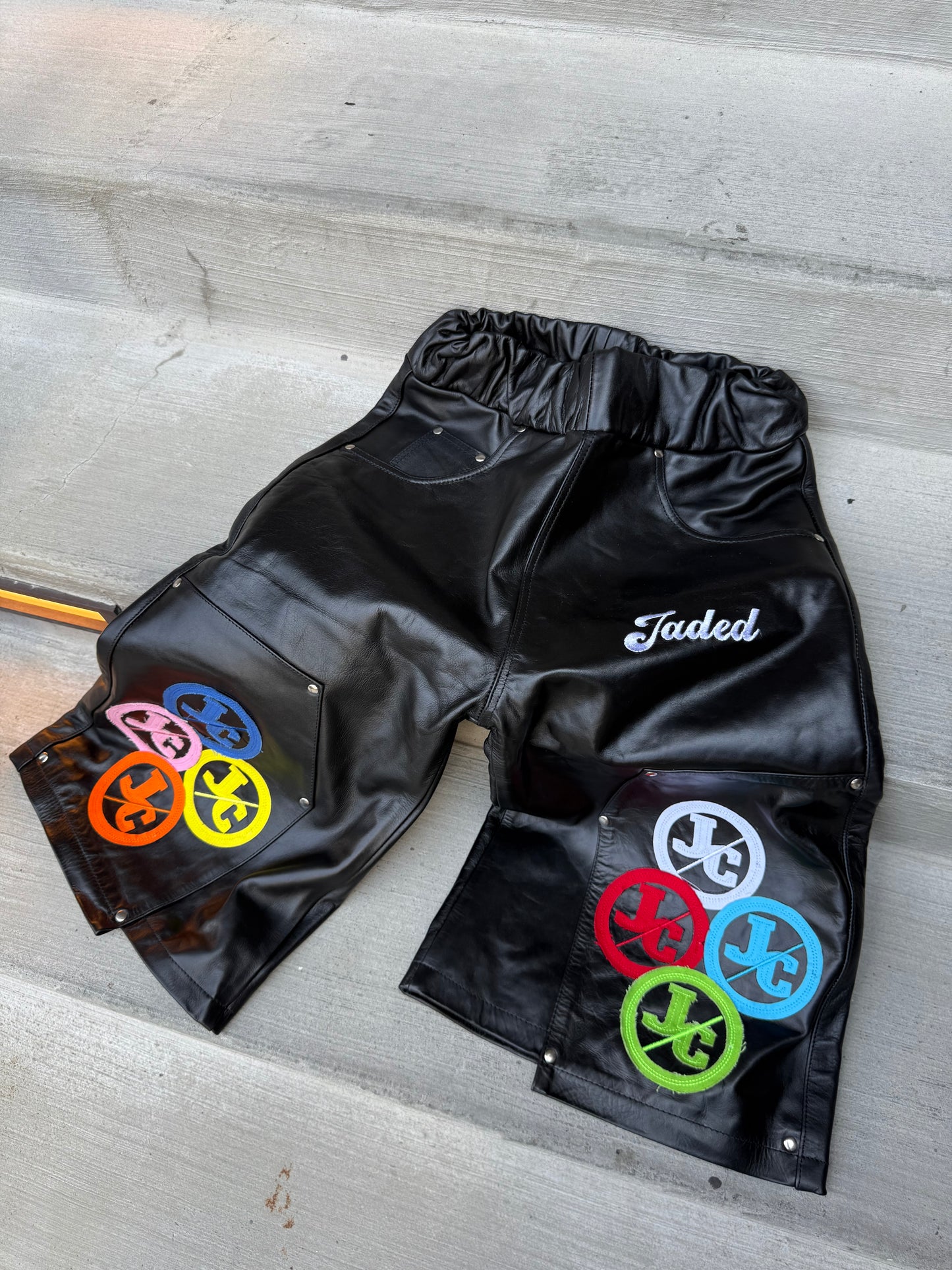 JADED OBSEDIAN LEATHER JORTS